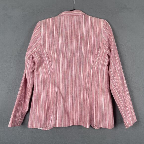 Dalia Blazer Womens Medium Pink White Striped Linen Cotton Tailored Jacket Suit - Picture 2 of 13